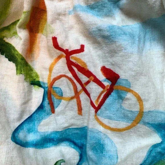 Farm Rio Tropical Linen Crop Top Women's Sz XS Tube Shirt Multi Colored Beach - Picture 4 of 10